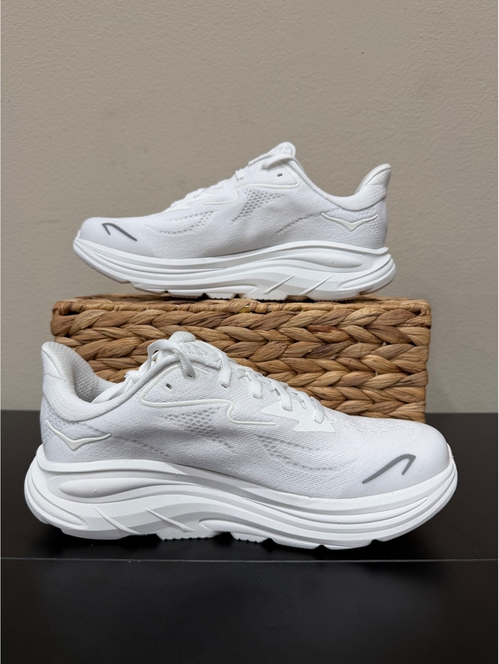 Size 6.5Y/8 Women’s Wide - Hoka Clifton 10 GS “Triple White” - Picture 2 of 6